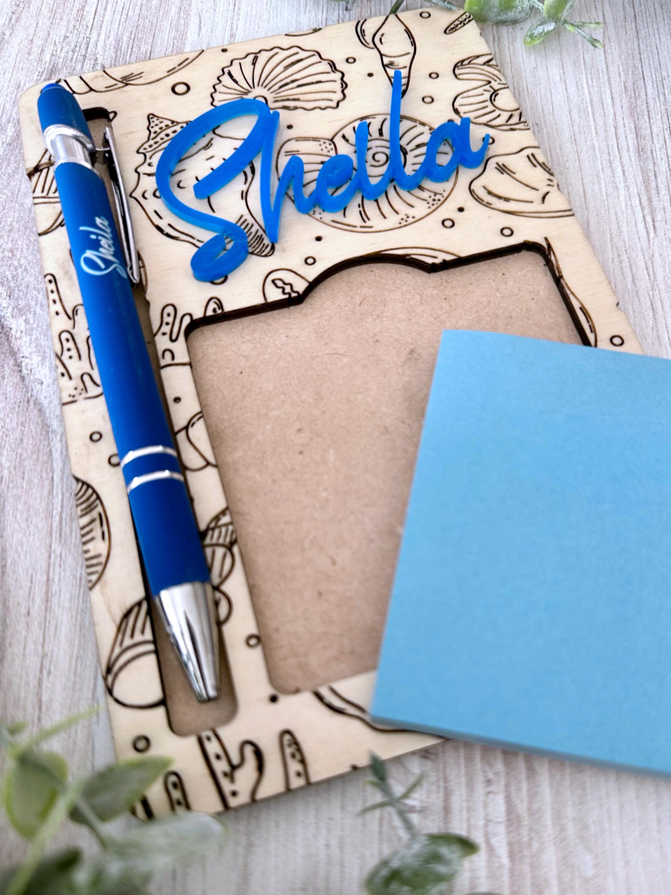 Beach Theme Personalized Sticky Note Pad Holder & Pen Set (digital File ...