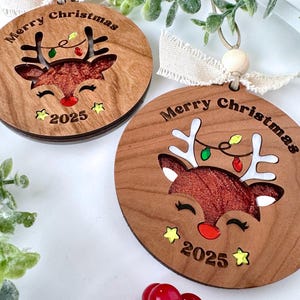Reindeer Christmas Ornament Laser Cut File, SVG, Digital File Only