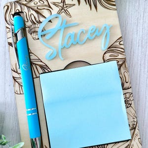 Beach Theme Personalized Sticky Note Pad Holder & Pen Set (digital File ...