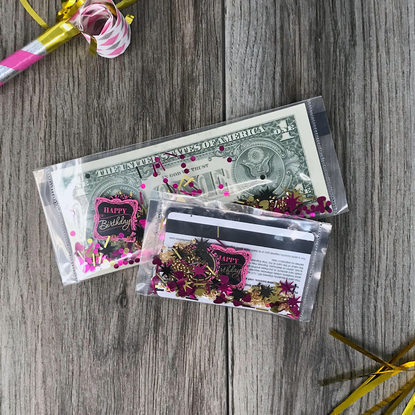 Birthday Card Money Holder Pink and Gold Birthday Gift Card Etsy