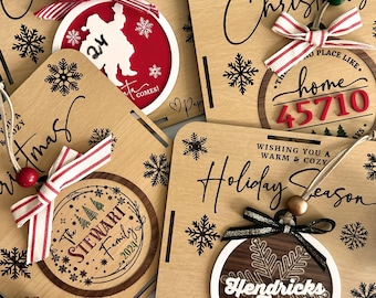 Archivos digitales para láser - Etiqueta tipo manta con paquete de adornos SVG - Adornos navideños y festivos