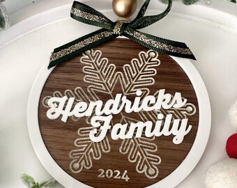 Christmas Family Snowflake Ornament, DIGITAL FILES for laser
