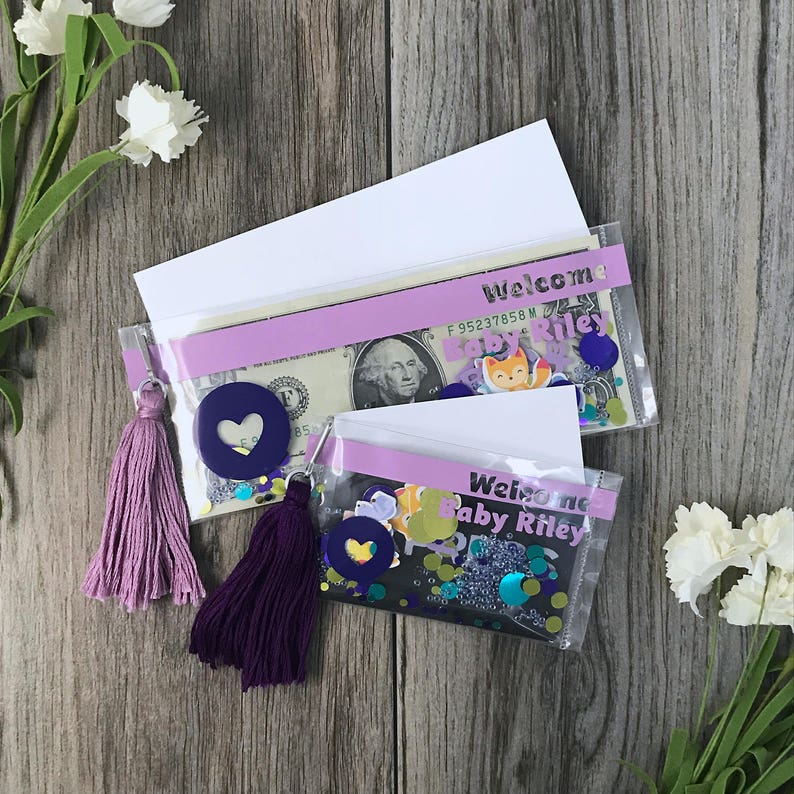 Baby Shower Gift Card Holder Baby Shower Card Money Holder Gender Neutral Woodland Personalized Baby Gift Shaker Card Money Holder