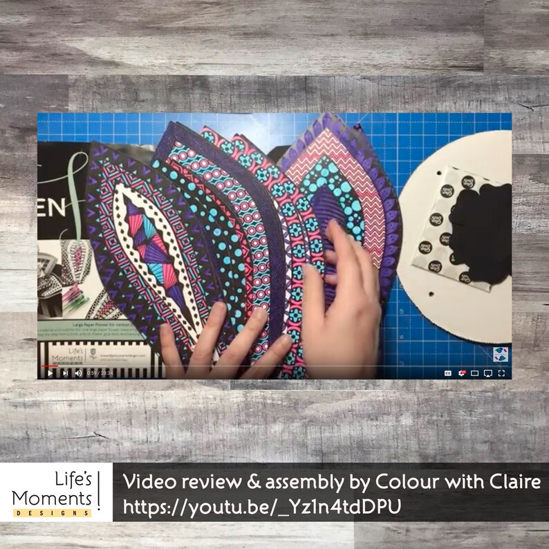 DIY Printable Paper Flower Kit Adult Coloring Page Adult Craft Kit DIY Kit 3d Wall Art 3d Flower SVG Zentangle Giant Paper Flowers