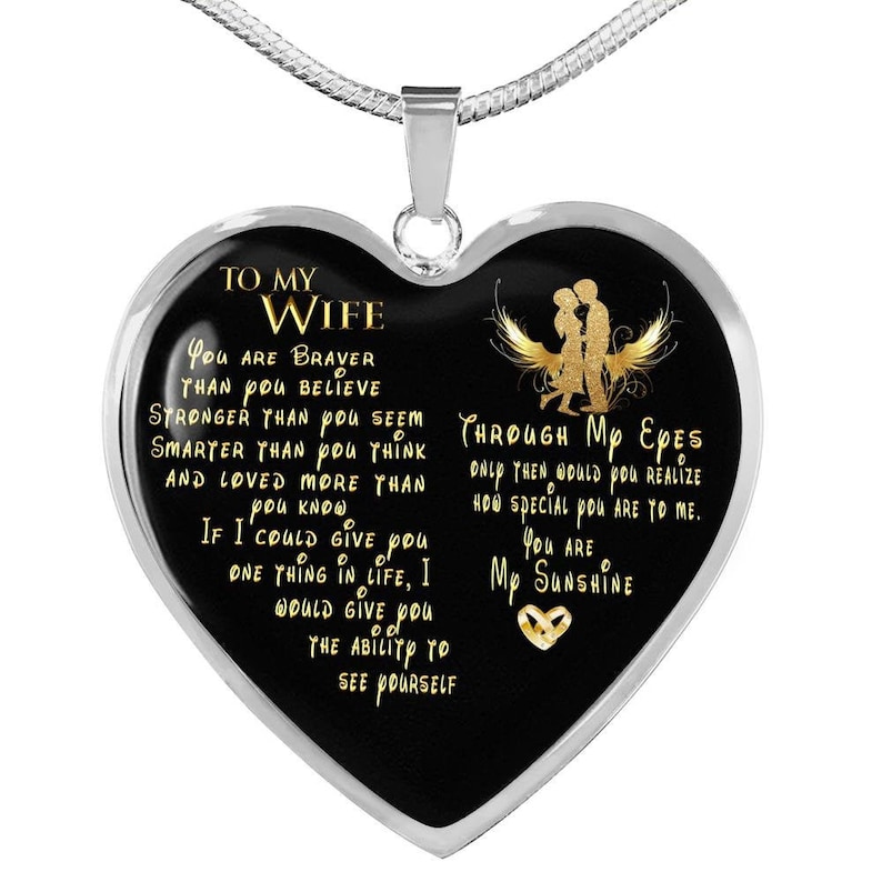 Wife Heart Necklace Thoughtful Gifts For Wife To My Wife Necklace I Love You Wife Anniversary Gift Personalized Gifts For Wife Birthday