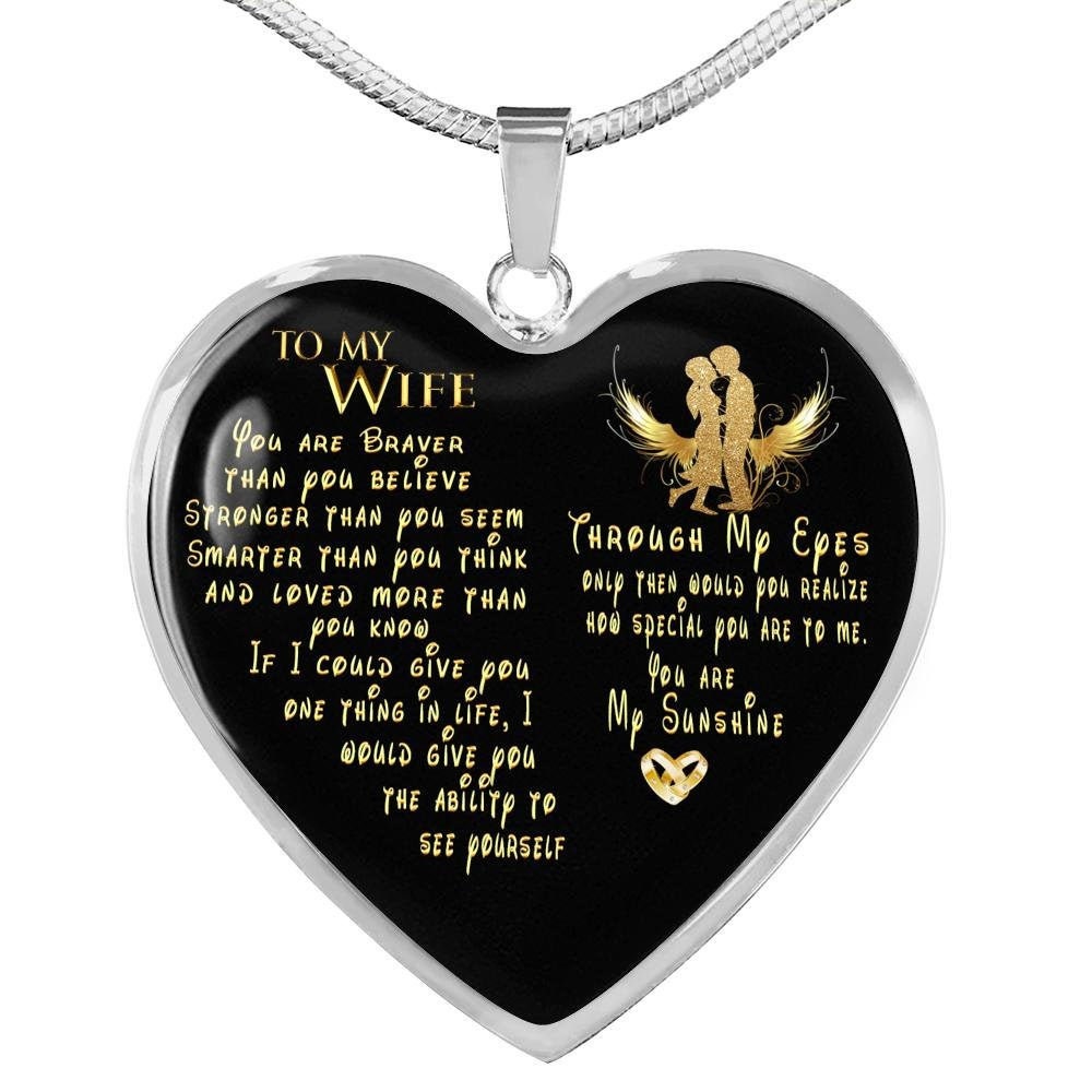 Wife Heart Necklace To My Wife Necklace Wife Anniversary Etsy
