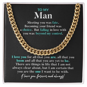 To My Man Cuban Chain Necklace - Polished Stainless Steel With Message Card