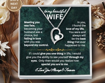 To My Wife Necklace, Valentines Day Gift For Wife, Romantic Gifts For Wife From Husband, Thoughtful Gifts For My Wife, Heart Necklace