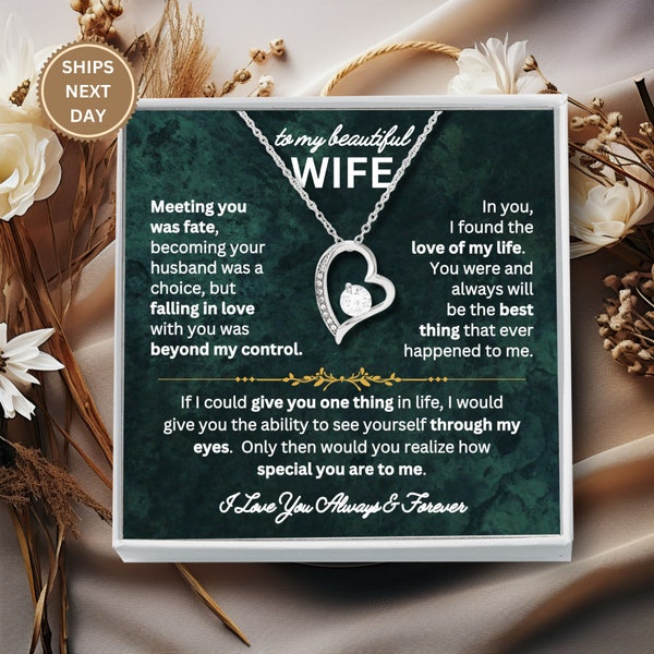 To My Wife Necklace, Valentines Day Gift For Wife, Romantic Gifts For Wife From Husband, Thoughtful Gifts For My Wife, Heart Necklace