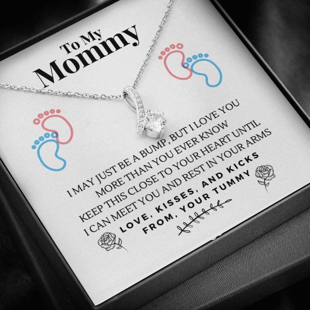 First Time Mom Pregnancy Gift, Necklace With Message Card, Baby Bump
