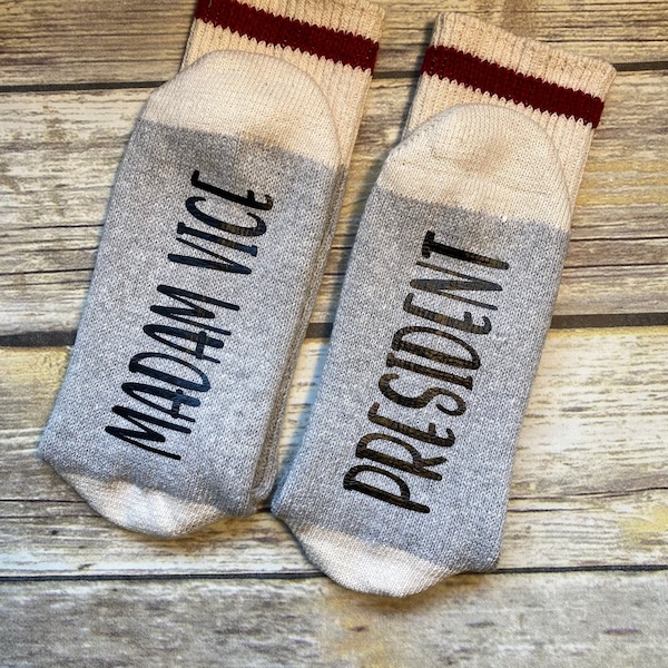 MADAM VICE PRESIDENT Socks - Kamala Harris Socks - Fun Socks- Gifts for Her - Stocking Stuffer for Her - Christmas Gifts