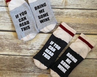 WINE SOCKS - Bring Me Some Wine - Gifts For Her - Fun Socks - Stocking Stuffers - Wine Lover