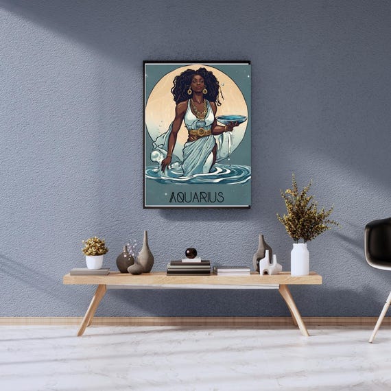 Aquarius, Black, Female, Zodiac, Astrology, Card, Archetype