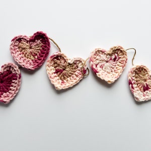 Heart Garland/ Crochet Heart Banner/ Pink Heart Bunting/Twine Heart Garland/ Valentine's Day Decor/Valentine's Day Garland