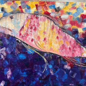 Creepy Fish Original Oil Painting on canvas | Colorful Fish Painting | Painting For home | Painting for Office