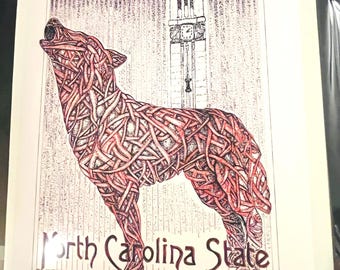 NC State Wolf Print: Pointillist Art, Chapel Hill (8x10)