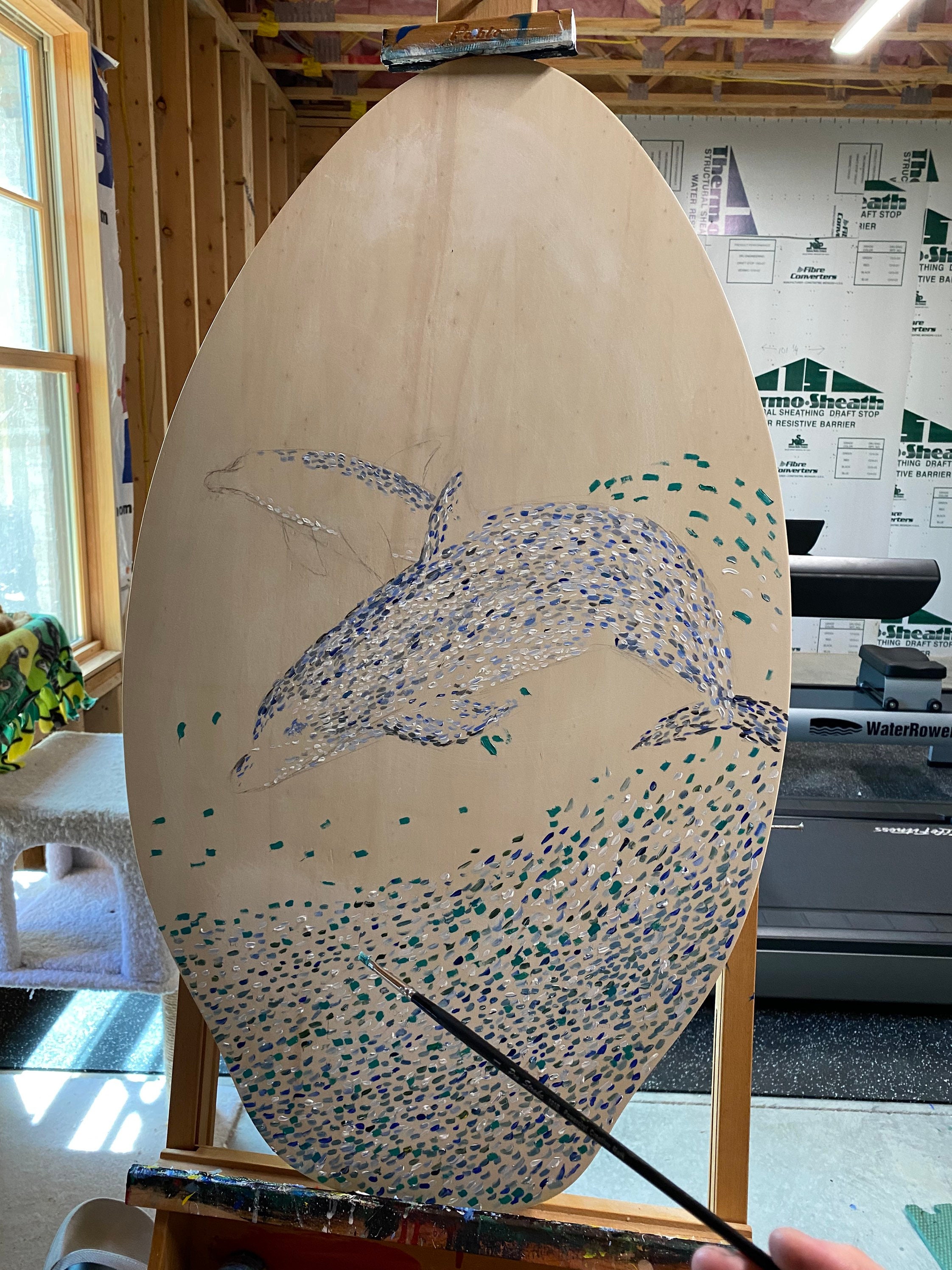 ORIGINAL SKIMBOARD PAINTING Pink Dolphins Original Etsy