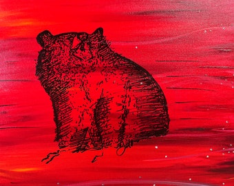 Bear in Red | Oil and Ink | original art