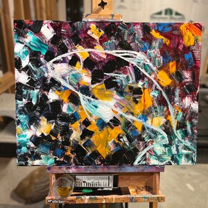 Abstract Minimalist Fish Original Oil Painting on canvas, 22X28 - new for 2024!