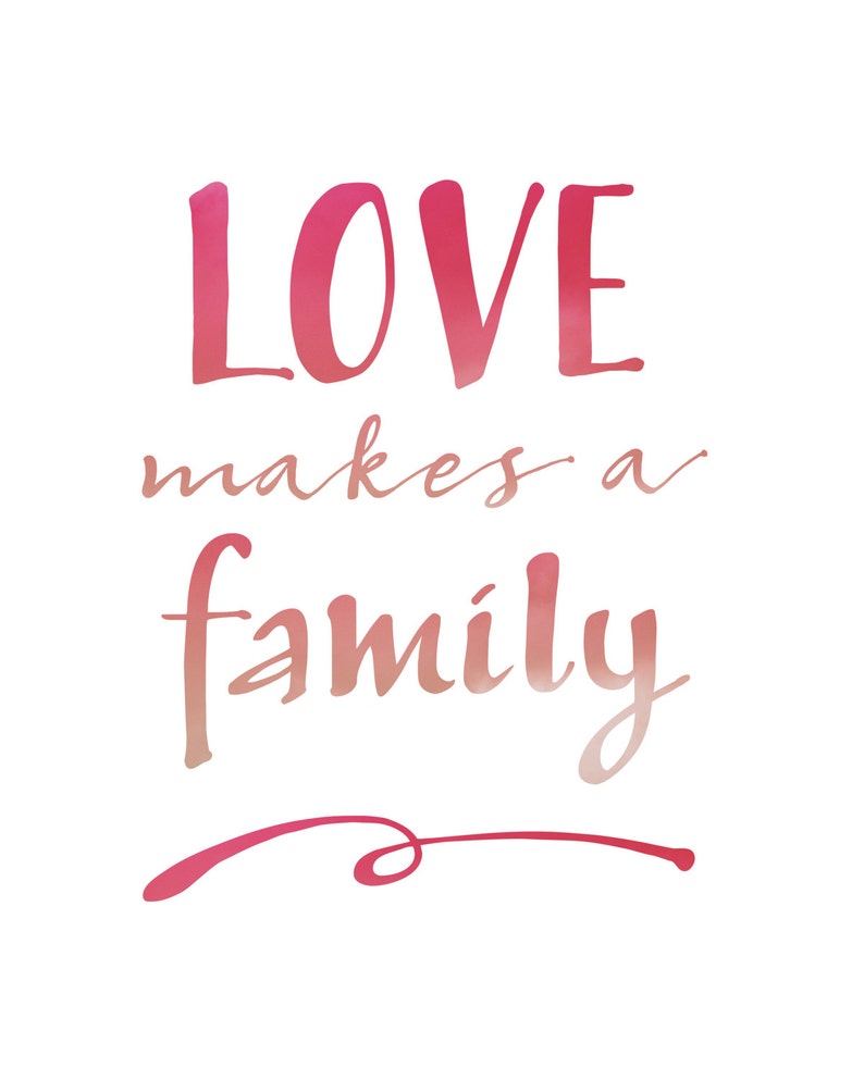 Love Makes A Family Adoption Printable 8x10 Hand Drawn - Etsy