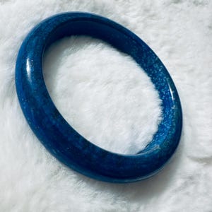 Lapis Lazuli Bangle Bracelet: Blue Mineral Inclusions (60mm, 12.5mm Width)