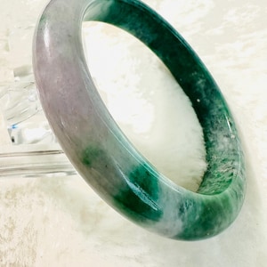 Lavender & Forest Green Jadeite Bangle Bracelet (60.8mm)