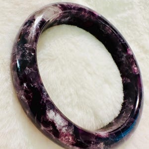 Purple Lepidolite Quartz Bangle Bracelet with Druzy (61.1mm)