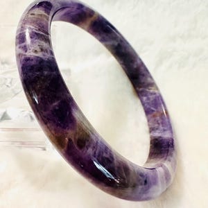 Purple Amethyst Bangle Bracelet, Banding, Garden Inclusions, 62.4mm Diameter, 10.4mm Width
