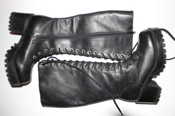 Y2K Platform Lace Up Chunky Heel Boots