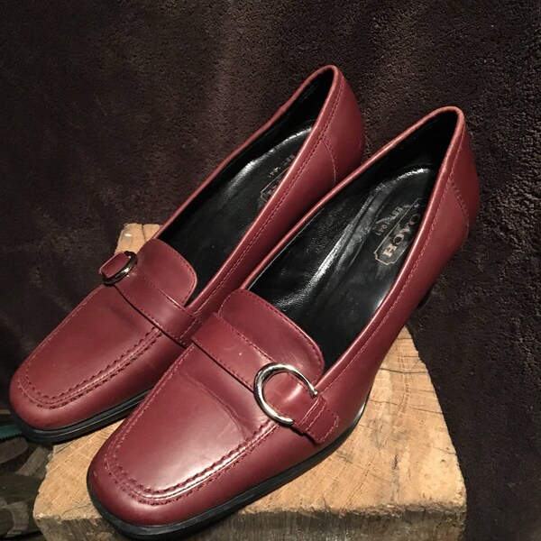 Coach vintage burgundy heeled oxford pumps slip ons size 6 1/2 b