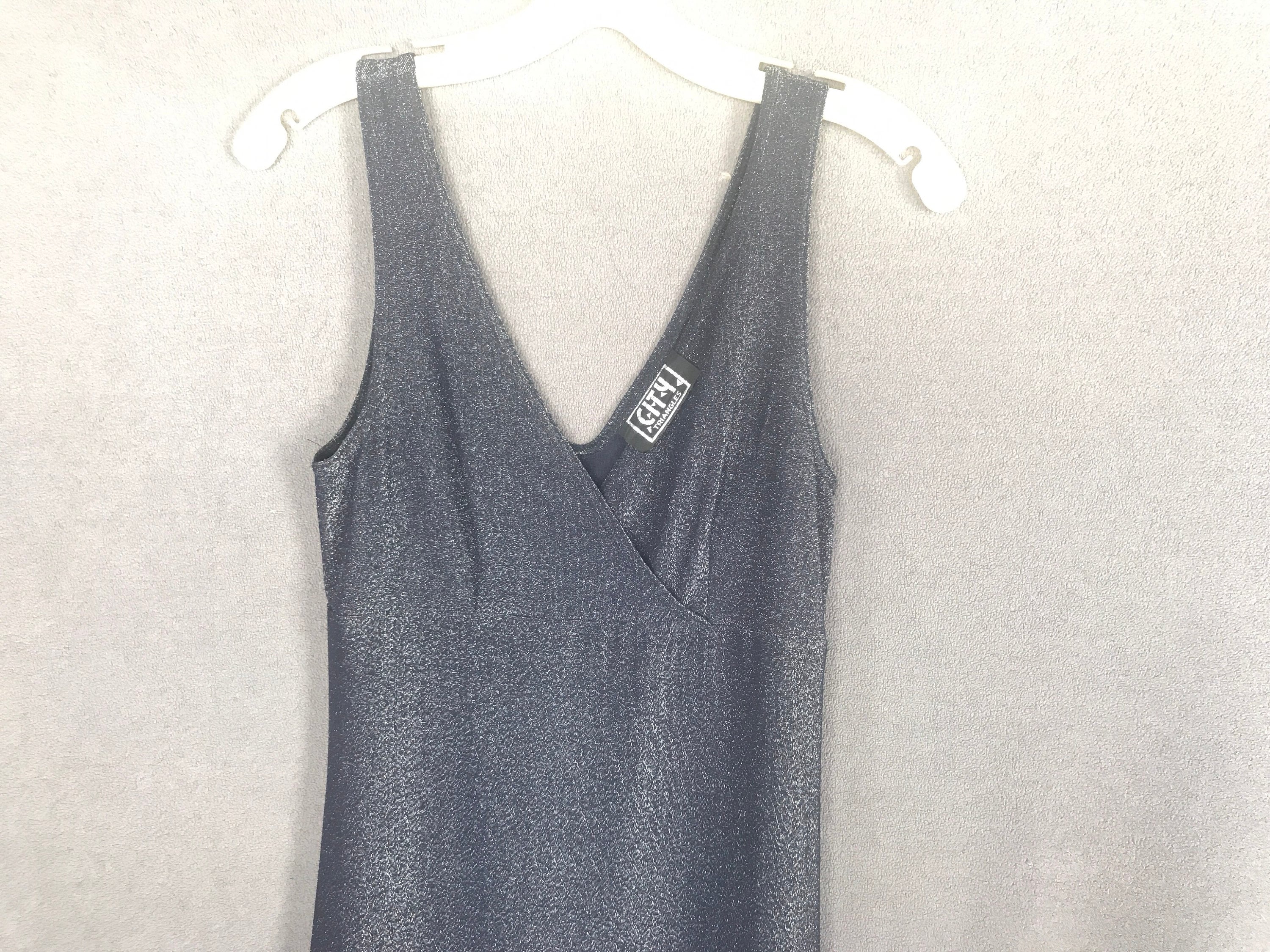 city triangles dress 90s Vintage 90s City Triangles Backless Glittery Dress- S  Rokit