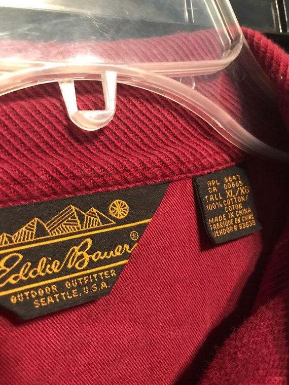 Tall XL Eddie Bauer burgundy used rugby vintage r… - image 2