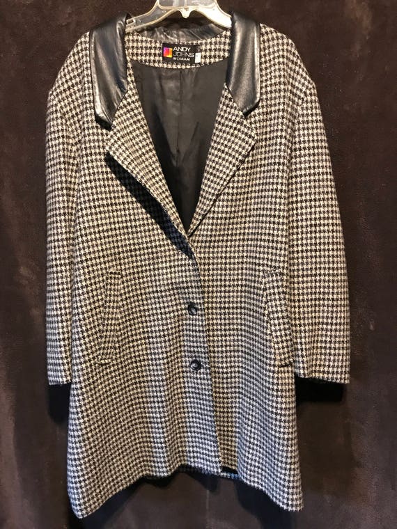 90's Vintage Wool Houndstooth Trench Coat - image 2