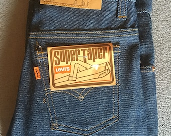 Vintage Levis Super Taper Jeans, Deadstock Orange Tab, Dark Wash 25x28
