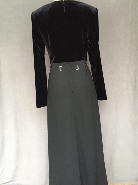 Vintage 90s Jessica Howard Black Velvet Dress M - image 3