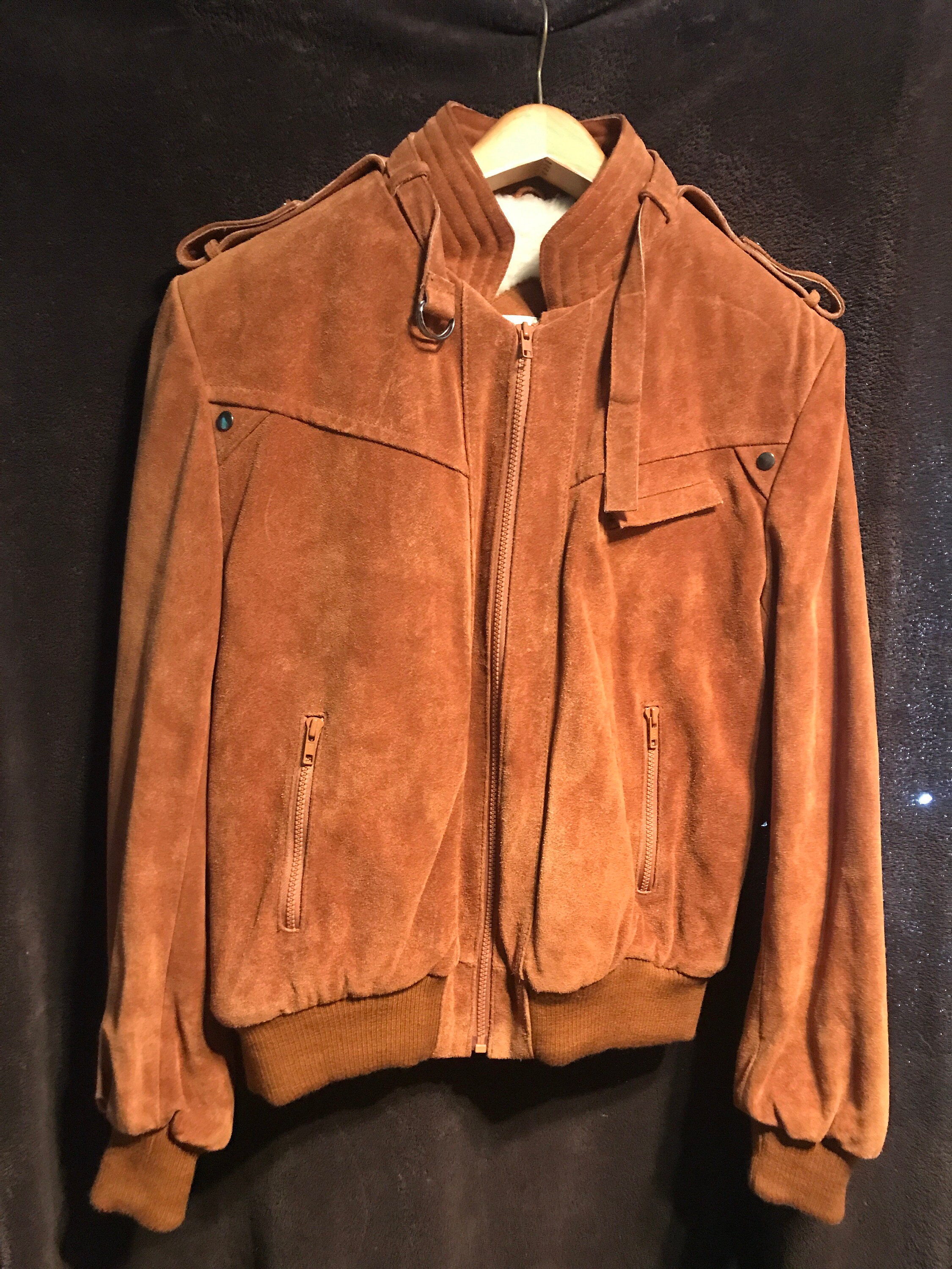 fleece lined leather coat