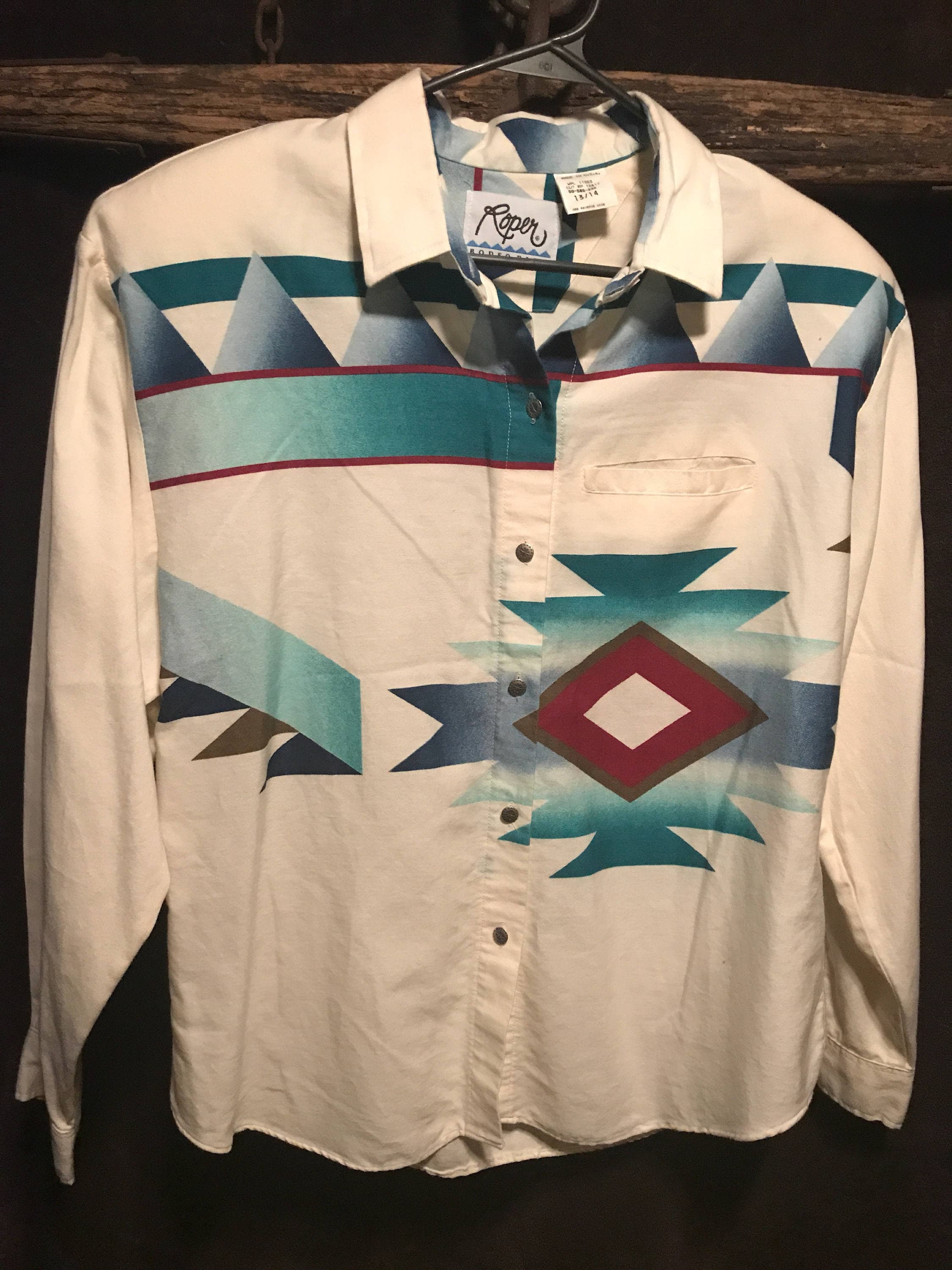 Vintage USA Made Roper Western Riding Shirt Size 13/14 Tribal - Etsy