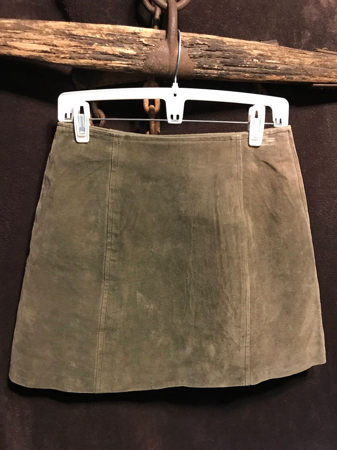 Vintage Kathy Ireland Olive Green Leather Mini Skirt Size 30 - Etsy