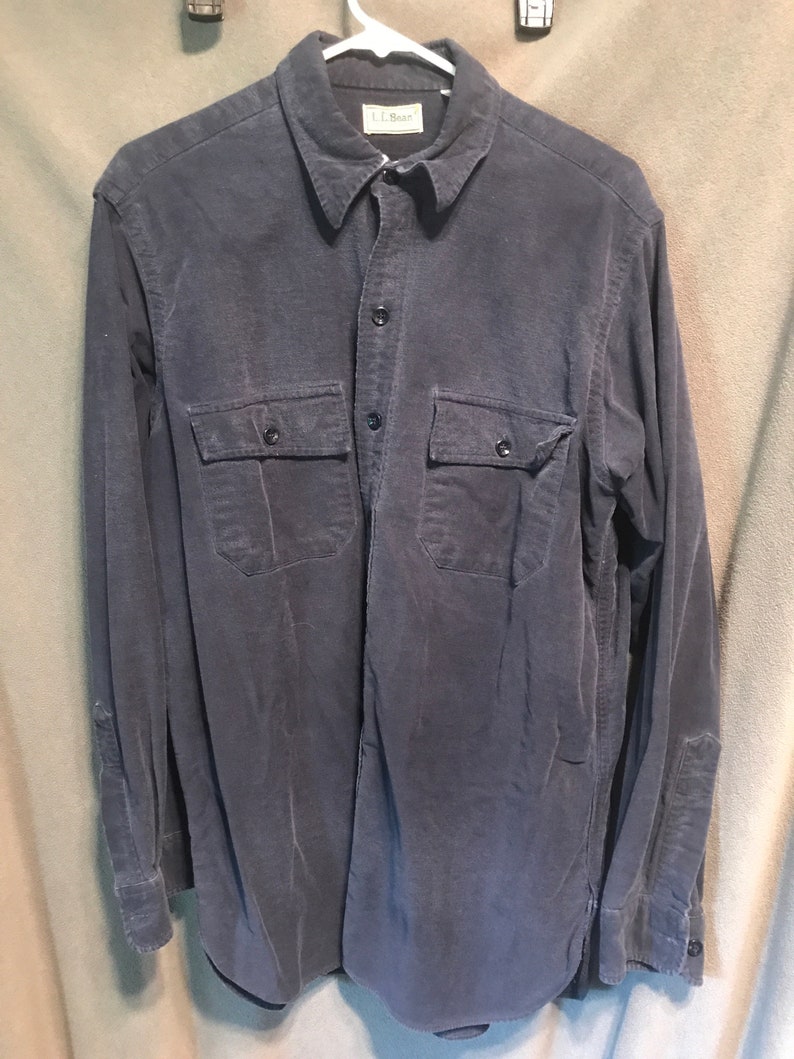 Vintage LL Bean navy button down hunting camping shirt