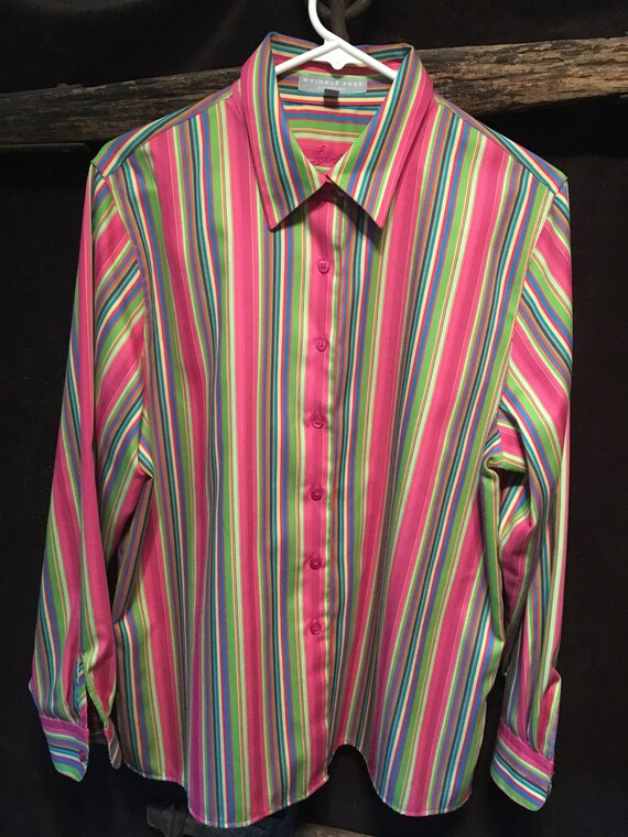 Vintage womens Foxcroft size 14p rainbow striped … - image 1