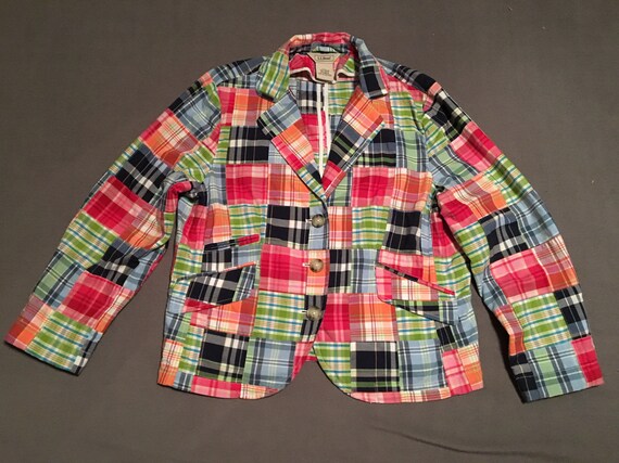 LL Bean 14 petite womens patchwork multicolor blaz