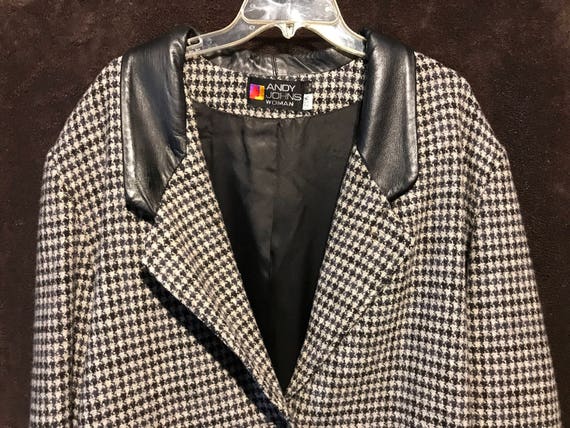 90's Vintage Wool Houndstooth Trench Coat - image 1