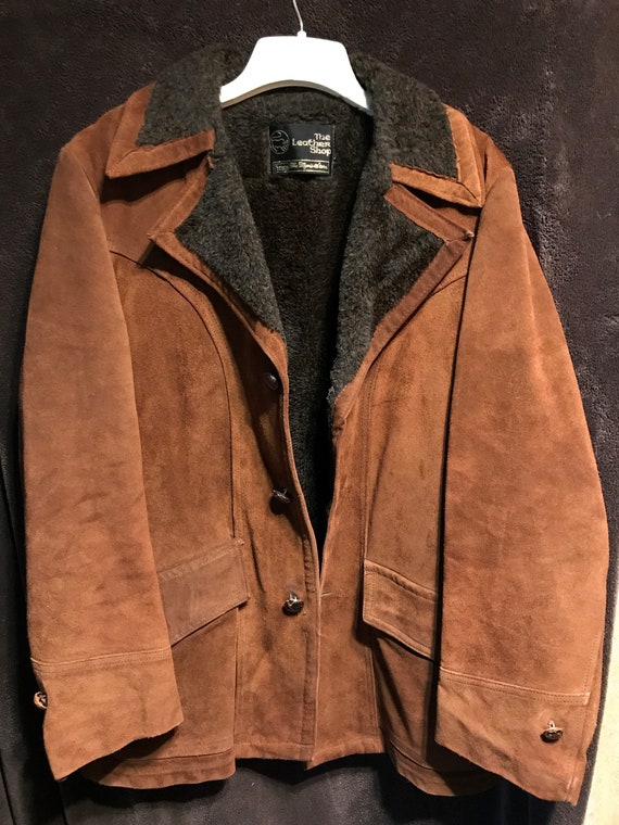 Vintage Sears Leather Coat, Raw Tanned Fleece Lined (Size 40