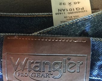 Used Wrangler Pro Gear Jeans, Brush Guard, Size 46x32