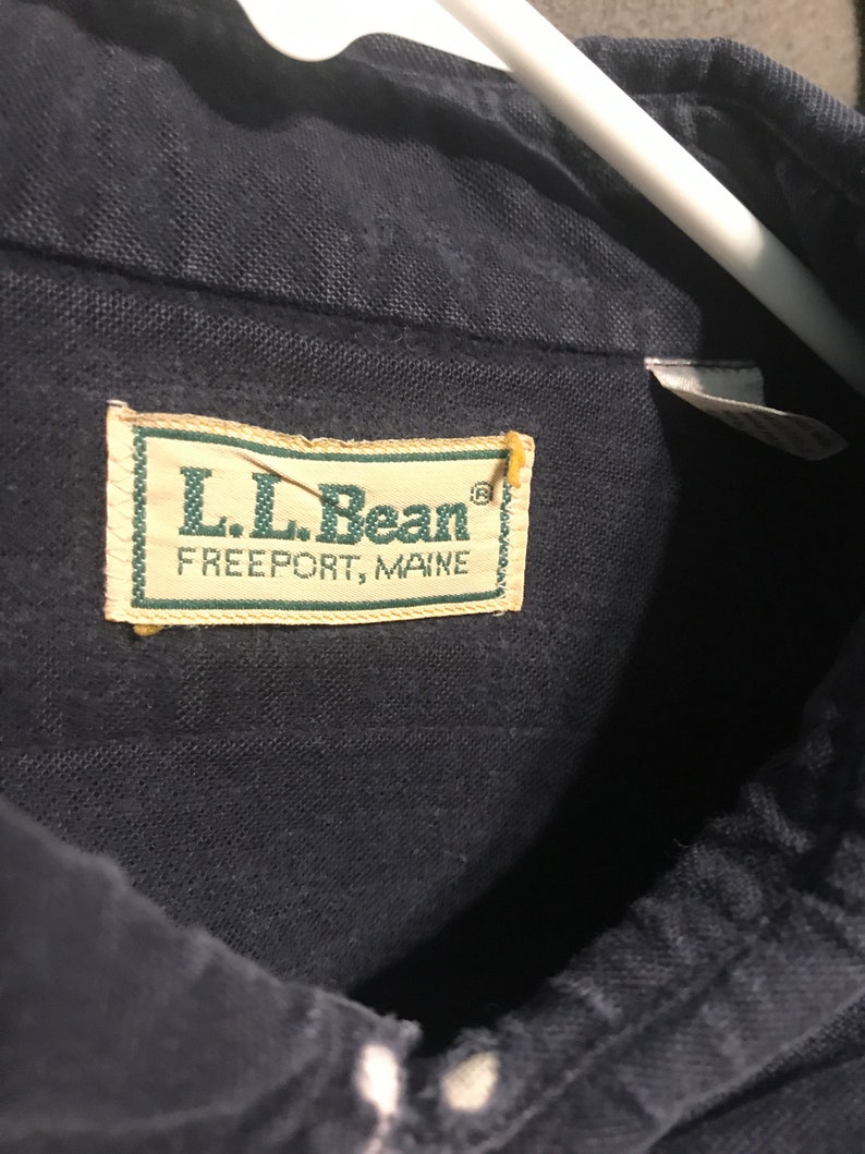 Vintage LL Bean navy button down hunting camping shirt