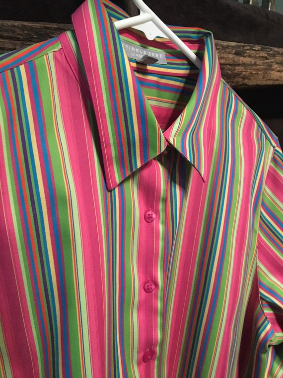 Vintage womens Foxcroft size 14p rainbow striped … - image 2