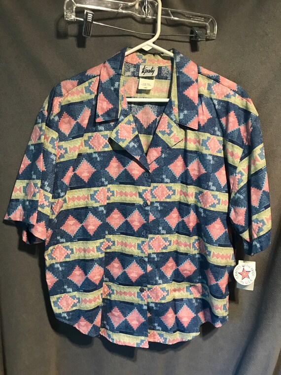 Tapestry Usa Made Vintage Top Size Large 50 50 Cotton Poly Etsy
