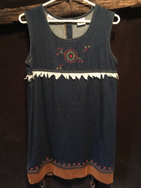 Vintage Faded Glory Joni Jumper Denim Sleeveless Dress 14/16 -  Canada