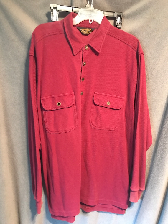 Tall XL Eddie Bauer burgundy used rugby vintage r… - image 1