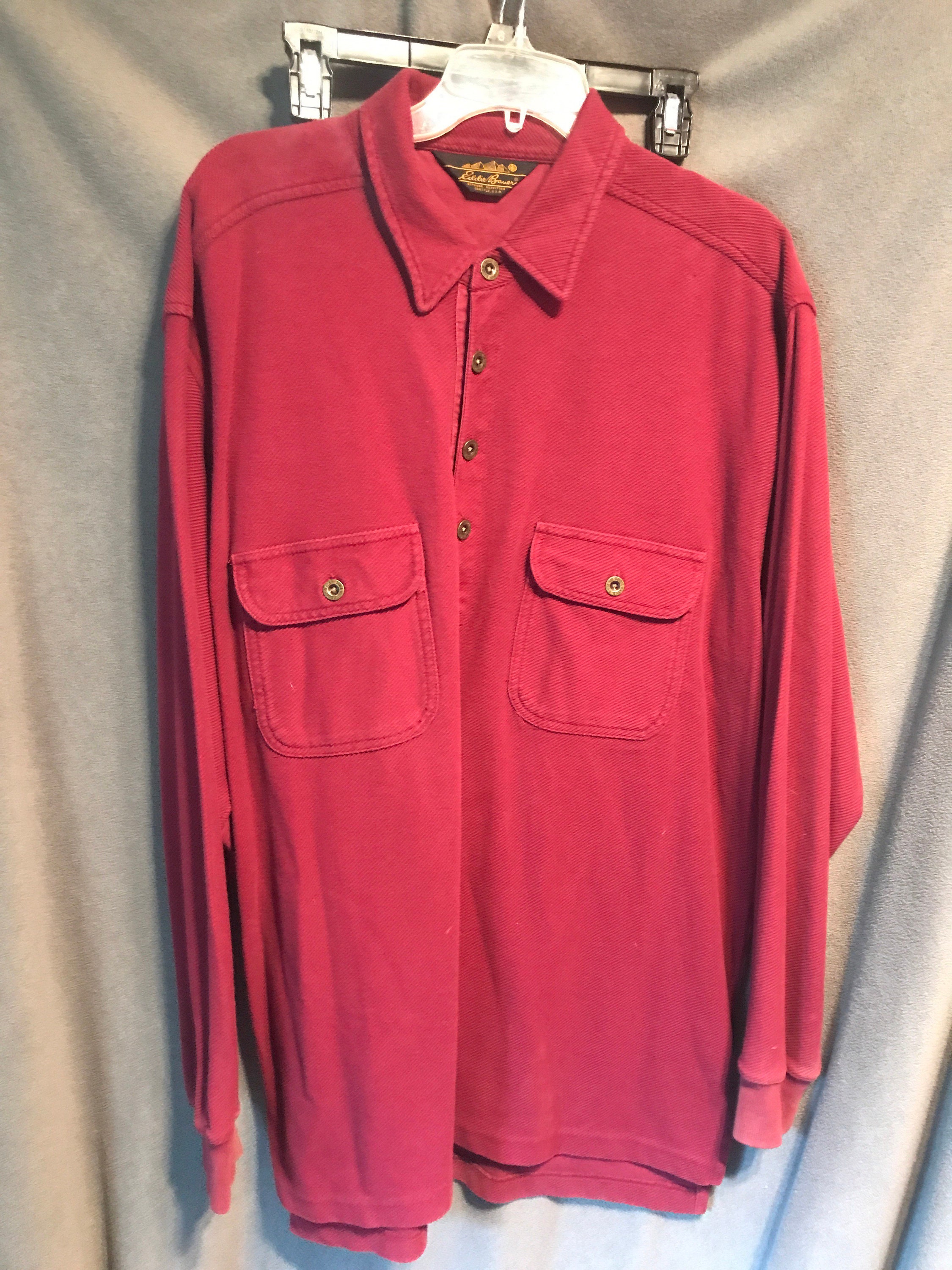 Tall XL Eddie Bauer Burgundy Used Rugby 